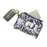 TRAVEL STAMPS VINTAGE SILK SCARF COFFEE RUN KEYCHAIN BAG