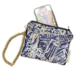TRAVEL STAMPS VINTAGE SILK SCARF WRISTLET BAG