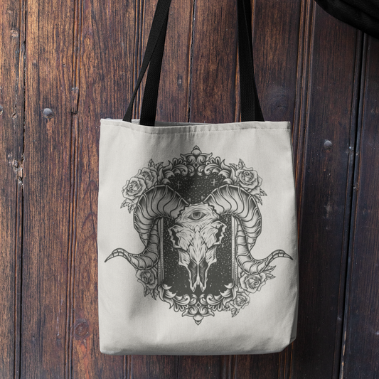 THIRD EYE RAM SKULL HEAVY-DUTY CANVAS TOTE BAG