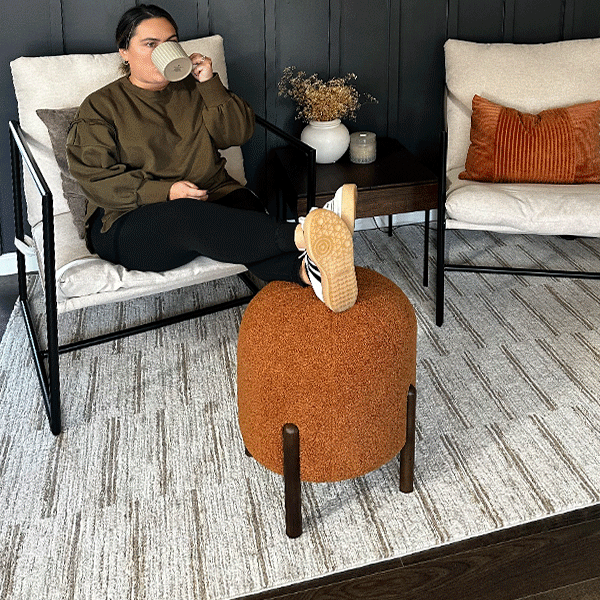 Plush Boucle Drum Ottoman, Choose Your Color