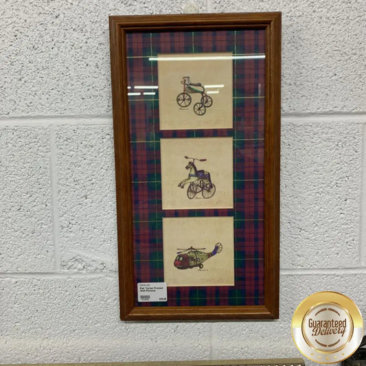 PAIR TARTAN FRAMED WALL PICTURES-Thriftique Marketplace