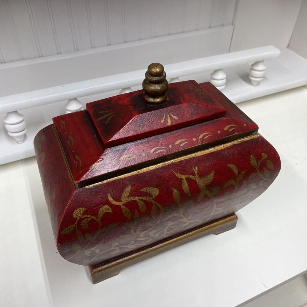 RED & GOLD WOODEN BOX-Thriftique Marketplace