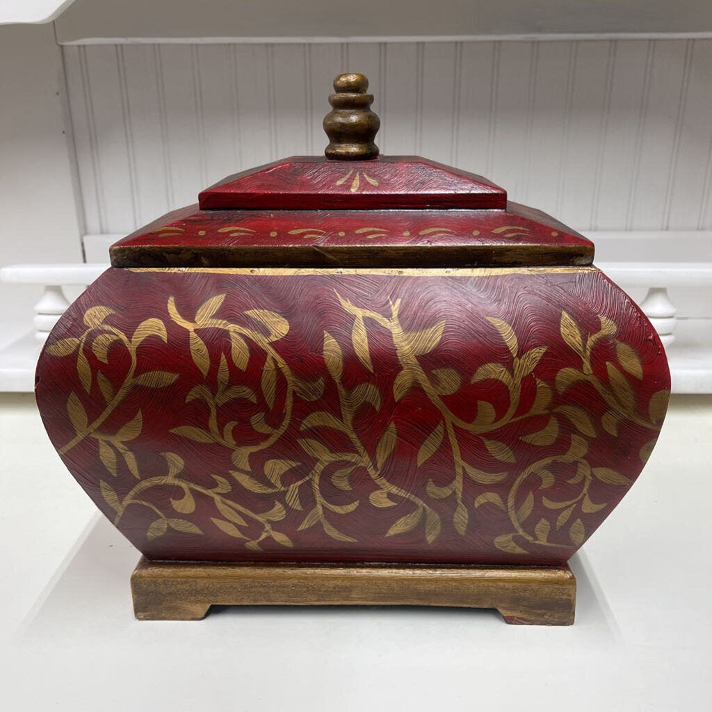 RED & GOLD WOODEN BOX-Thriftique Marketplace