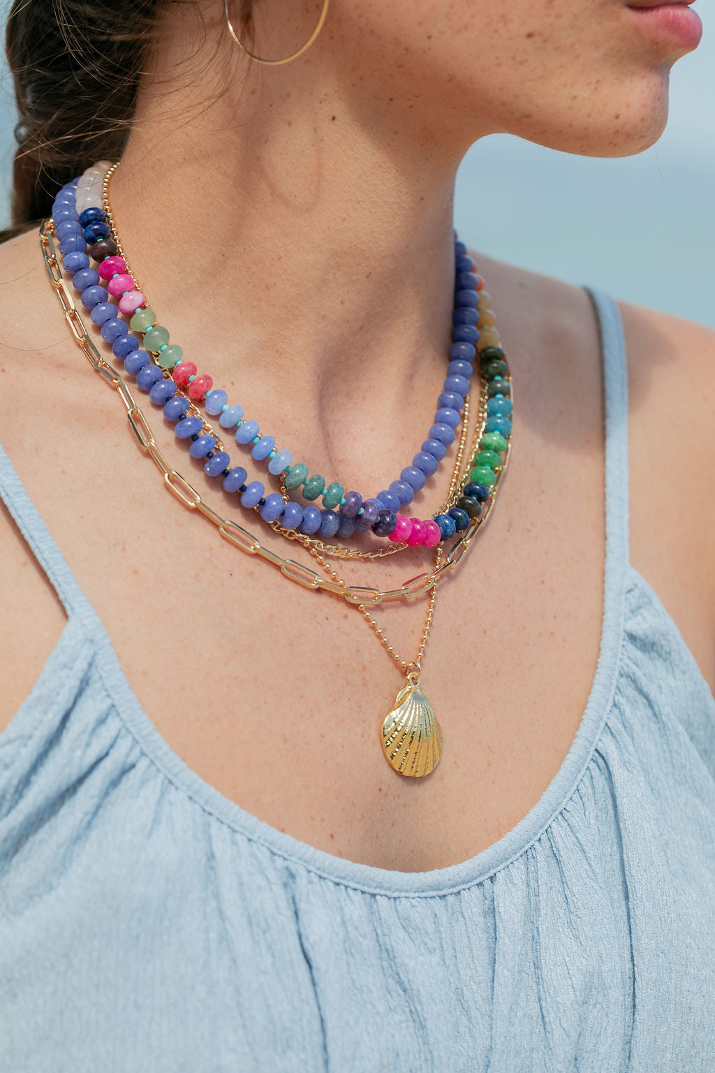 STATEMENT LARGE GOLD SEASHELL NECKLACE - KAIAPO