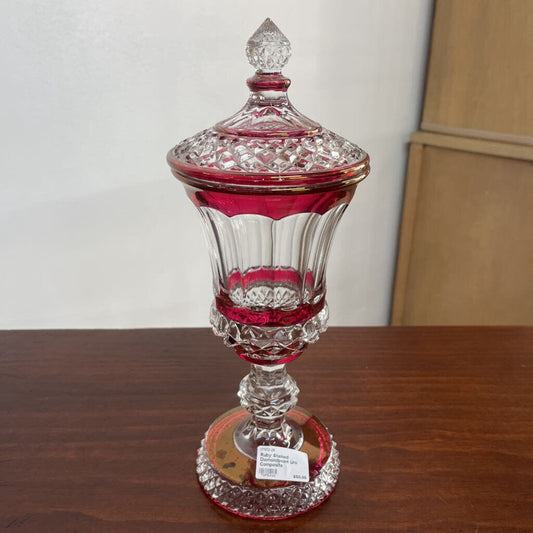 RUBY STAINED DIAMONDPOINT URN COMPOSITE-Thriftique Marketplace