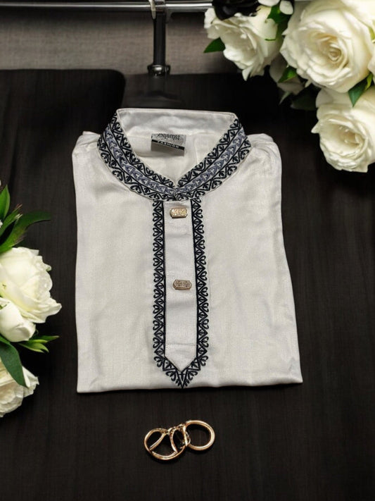 TRADITIONAL BOYS WHITE SOFT COTTON KURTA-02
