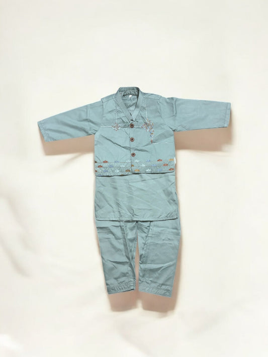 TRADITIONAL KURTA, PAJAMA AND COAT SET FOR BOYS - ETHNIC WEAR- 301