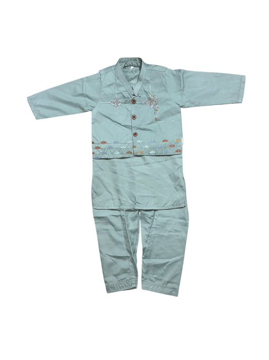 TRADITIONAL KURTA, PAJAMA AND COAT SET FOR BOYS - ETHNIC WEAR- 301