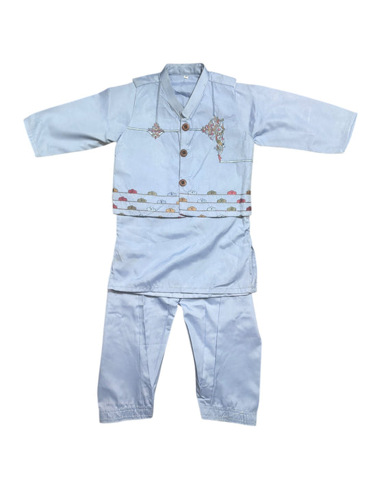 TRADITIONAL KURTA, PAJAMA AND COAT SET FOR BOYS - ETHNIC WEAR- 302