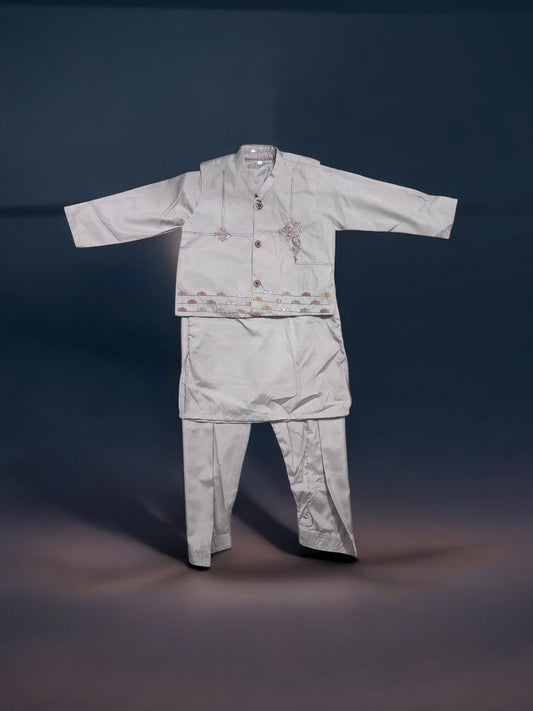 TRADITIONAL KURTA, PAJAMA AND COAT SET FOR BOYS - ETHNIC WEAR- 303