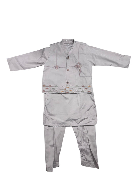 TRADITIONAL KURTA, PAJAMA AND COAT SET FOR BOYS - ETHNIC WEAR- 303
