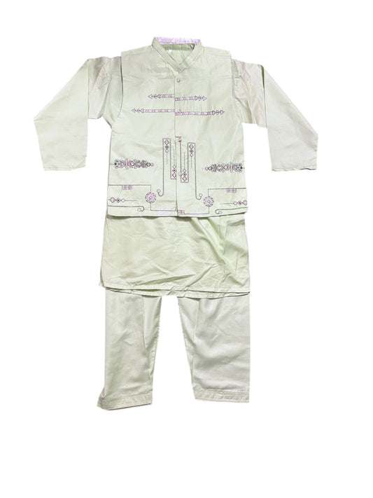 TRADITIONAL KURTA, PAJAMA AND COAT SET FOR BOYS - ETHNIC WEAR- 305