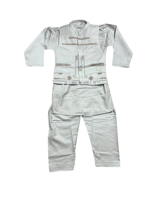 TRADITIONAL KURTA, PAJAMA AND COAT SET FOR BOYS - ETHNIC WEAR- 307