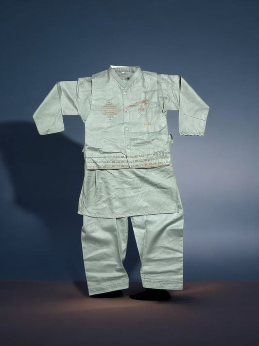 TRADITIONAL KURTA, PAJAMA AND COAT SET FOR BOYS - ETHNIC WEAR- 308