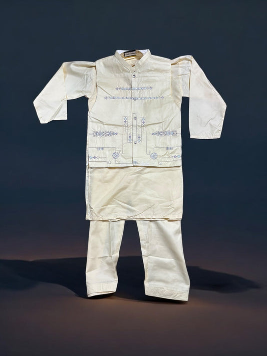 TRADITIONAL KURTA, PAJAMA AND COAT SET FOR BOYS - ETHNIC WEAR- 310