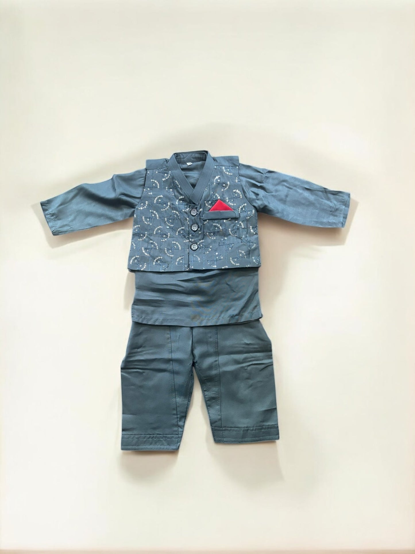 TRADITIONAL KURTA, PAJAMA AND COAT SET FOR BOYS - ETHNIC WEAR- 311