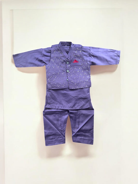 TRADITIONAL KURTA, PAJAMA AND COAT SET FOR BOYS - ETHNIC WEAR- 312