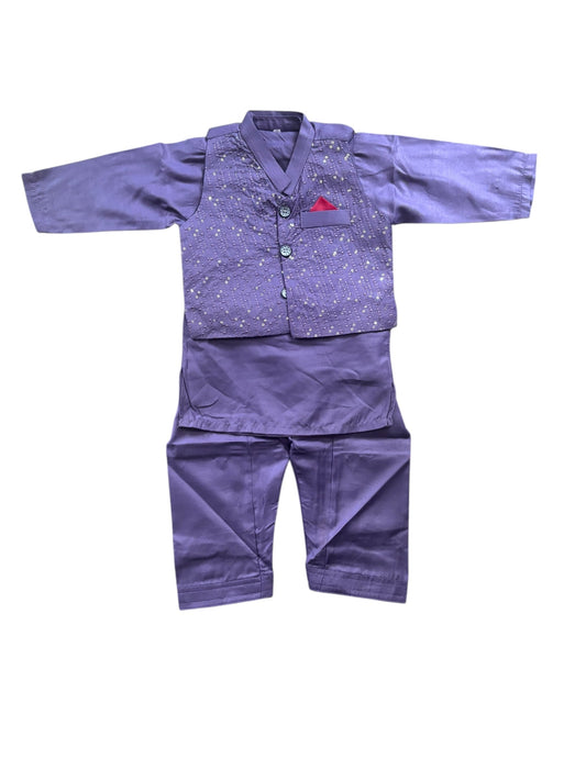 TRADITIONAL KURTA, PAJAMA AND COAT SET FOR BOYS - ETHNIC WEAR- 312