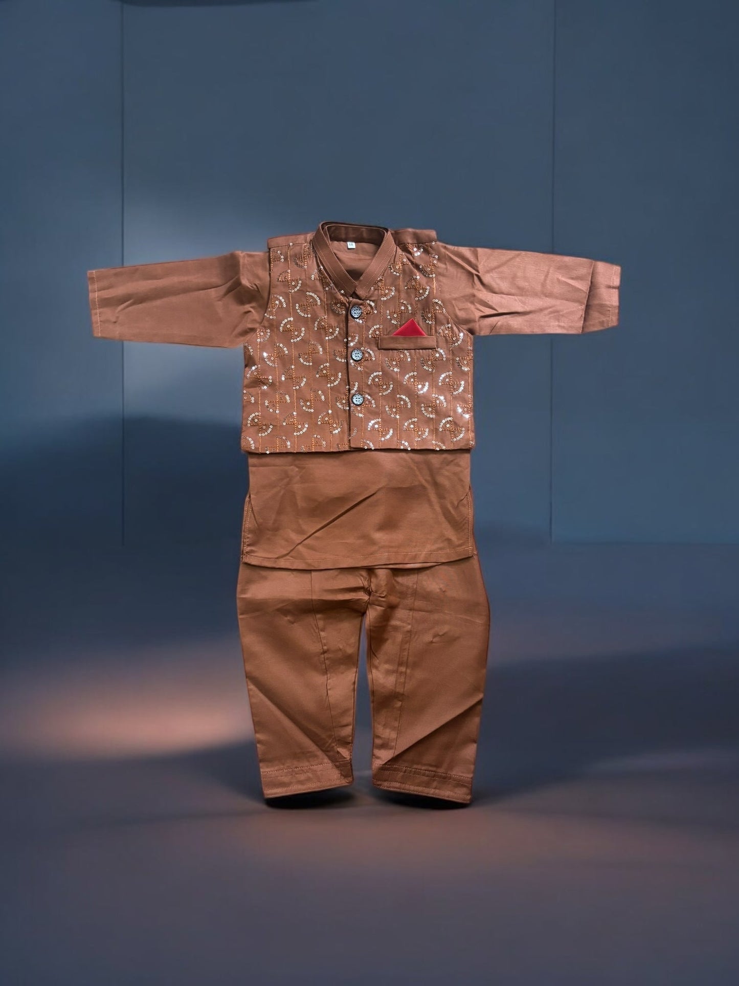 TRADITIONAL KURTA, PAJAMA AND COAT SET FOR BOYS - ETHNIC WEAR- 313