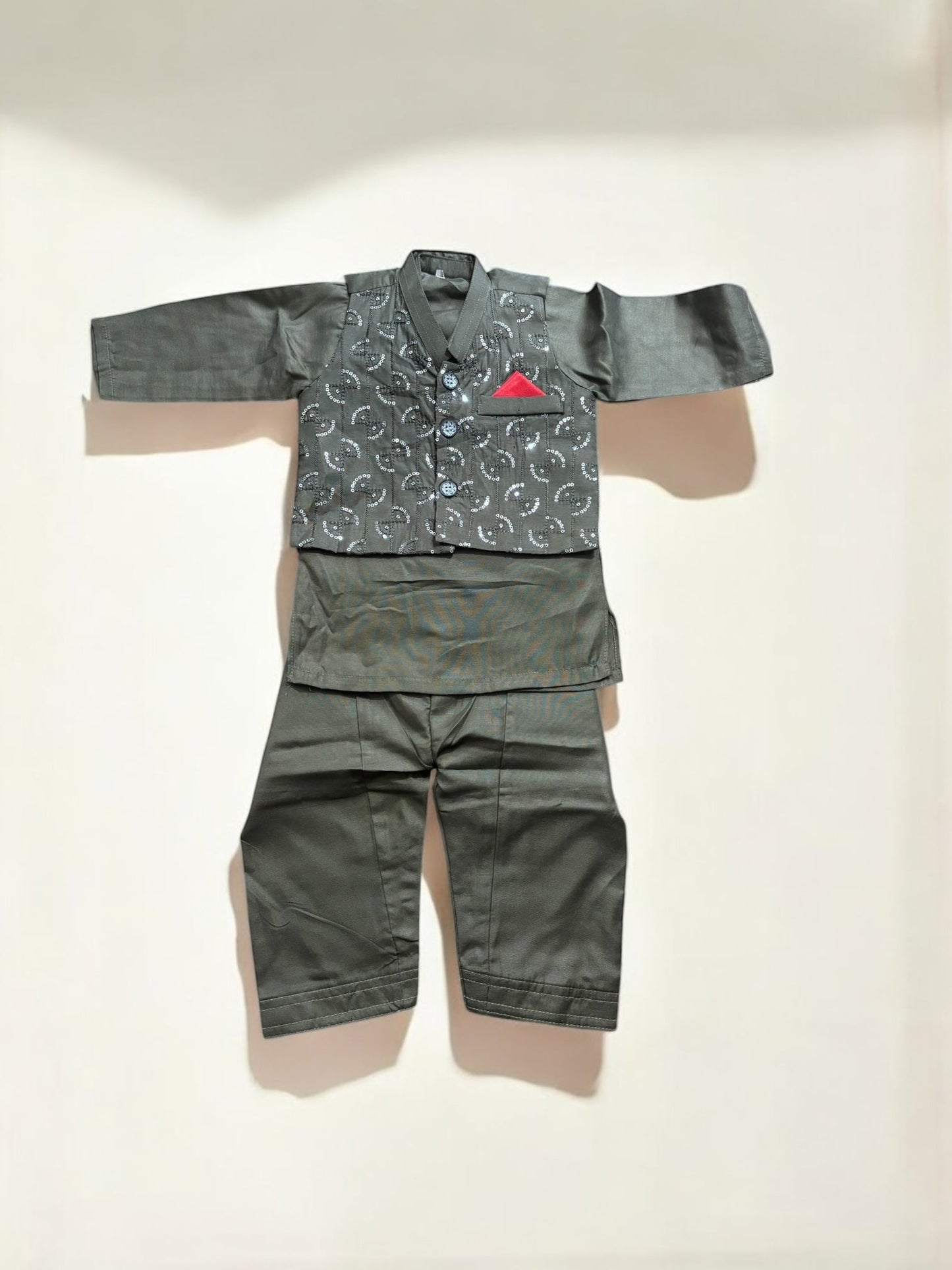 TRADITIONAL KURTA, PAJAMA AND COAT SET FOR BOYS - ETHNIC WEAR- 315