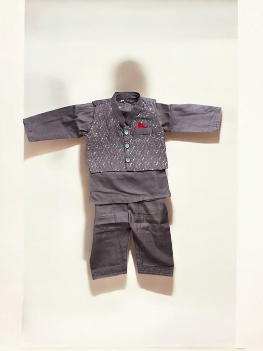 TRADITIONAL KURTA, PAJAMA AND COAT SET FOR BOYS - ETHNIC WEAR- 316