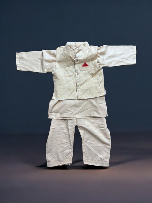 TRADITIONAL KURTA, PAJAMA AND COAT SET FOR BOYS - ETHNIC WEAR- 317