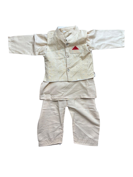TRADITIONAL KURTA, PAJAMA AND COAT SET FOR BOYS - ETHNIC WEAR- 317