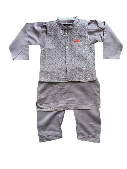 TRADITIONAL KURTA, PAJAMA AND COAT SET FOR BOYS - ETHNIC WEAR- 321