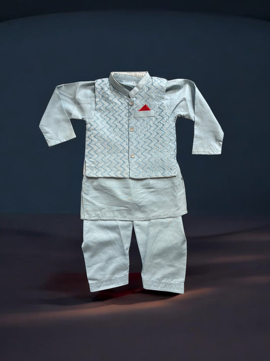 TRADITIONAL KURTA, PAJAMA AND COAT SET FOR BOYS - ETHNIC WEAR- 322