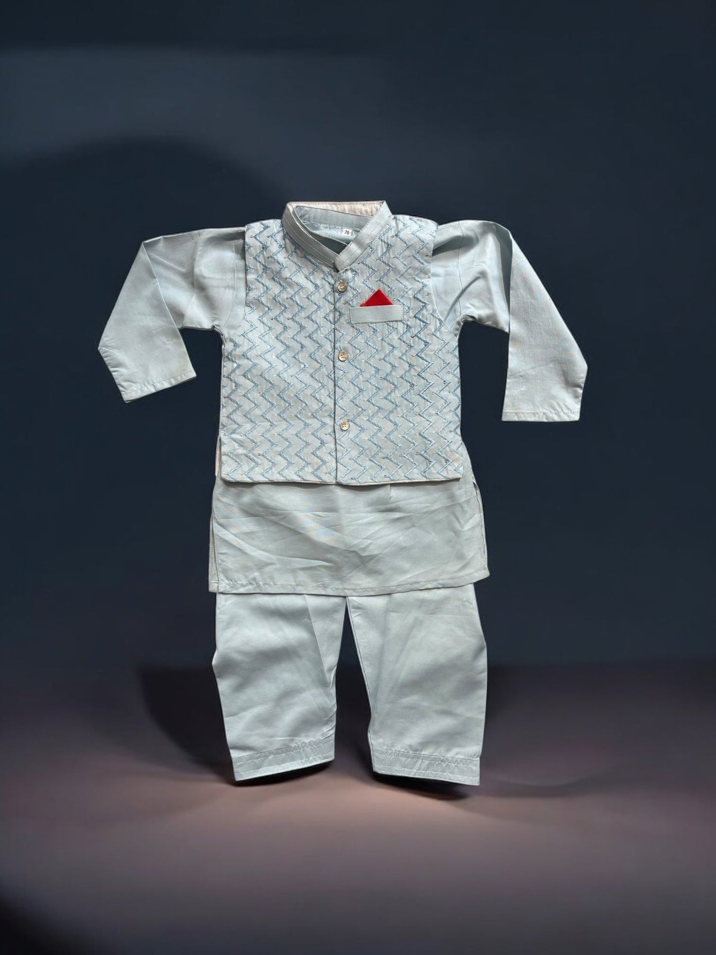 TRADITIONAL KURTA, PAJAMA AND COAT SET FOR BOYS - ETHNIC WEAR- 322
