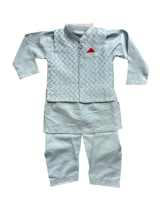 TRADITIONAL KURTA, PAJAMA AND COAT SET FOR BOYS - ETHNIC WEAR- 322
