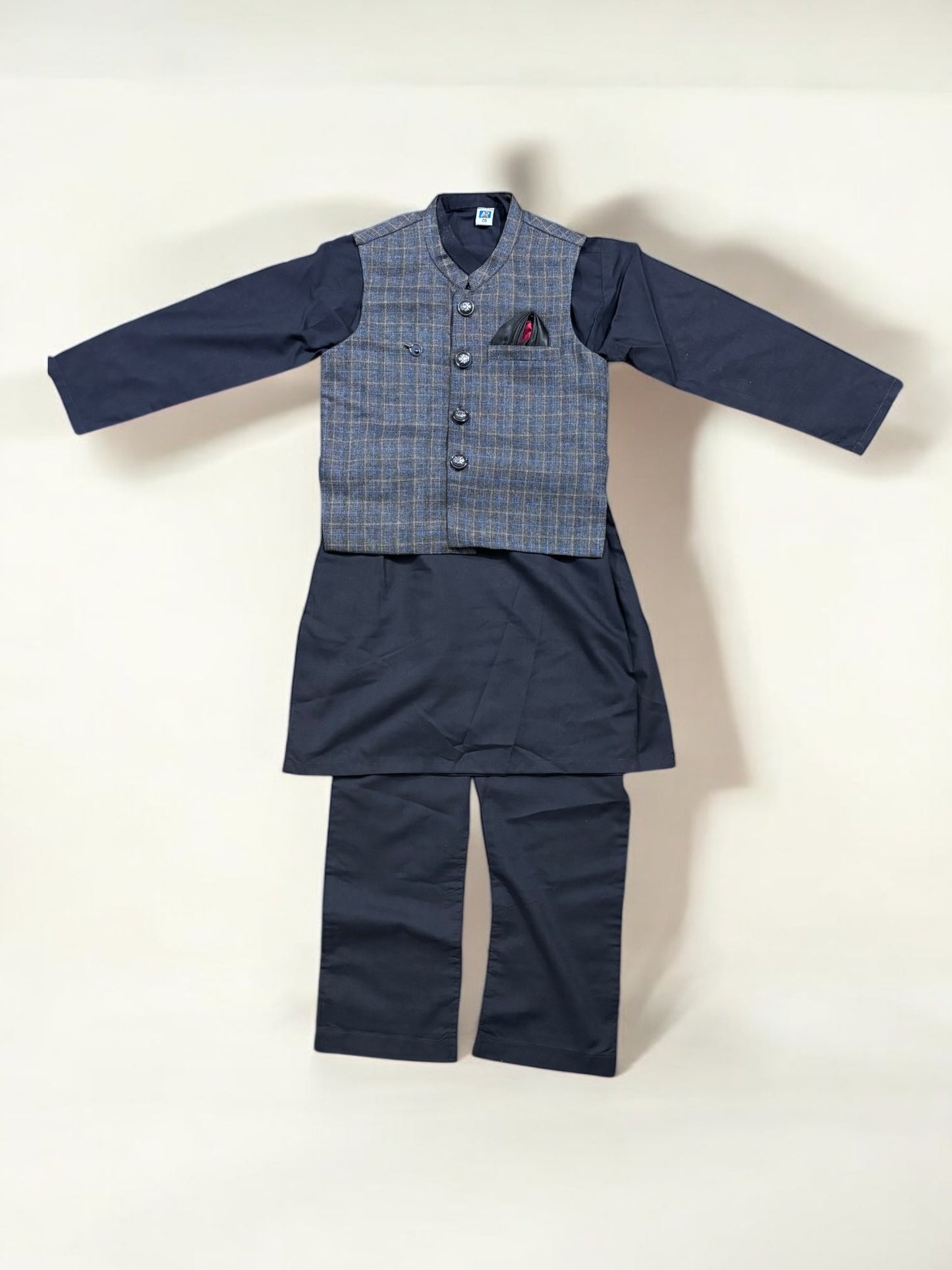 TRADITIONAL SOFT COTTON KURTA, PAJAMA AND COAT SET FOR BOYS - ETHNIC WEAR- 211