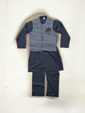TRADITIONAL SOFT COTTON KURTA, PAJAMA AND COAT SET FOR BOYS - ETHNIC WEAR- 211