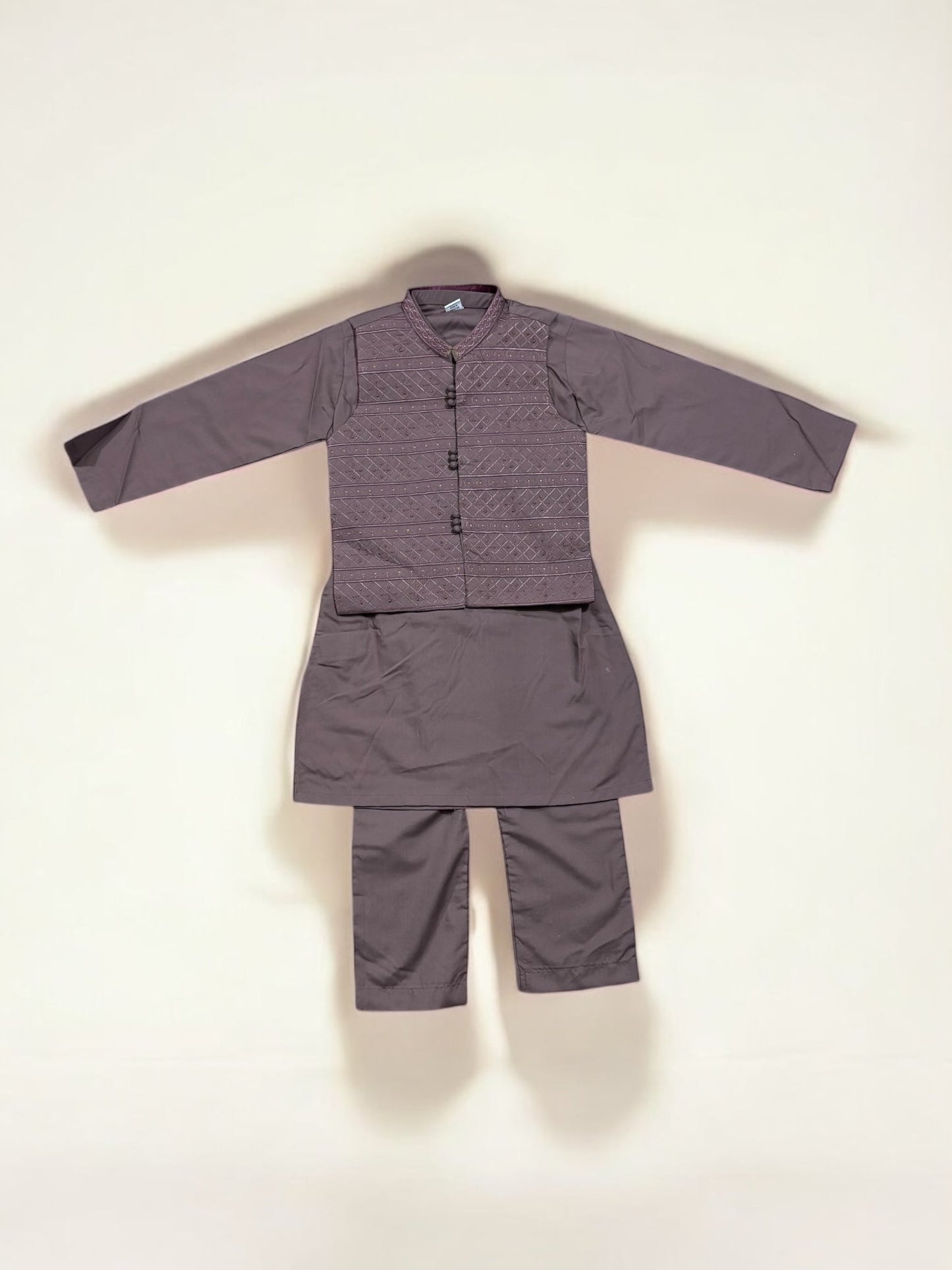 TRADITIONAL SOFT COTTON KURTA, PAJAMA AND COAT SET FOR BOYS - ETHNIC WEAR- 212