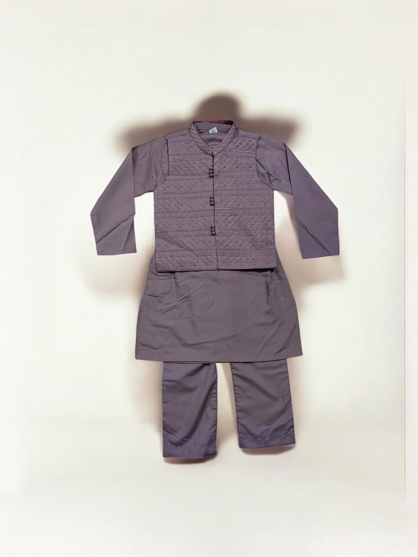 TRADITIONAL SOFT COTTON KURTA, PAJAMA AND COAT SET FOR BOYS - ETHNIC WEAR- 212