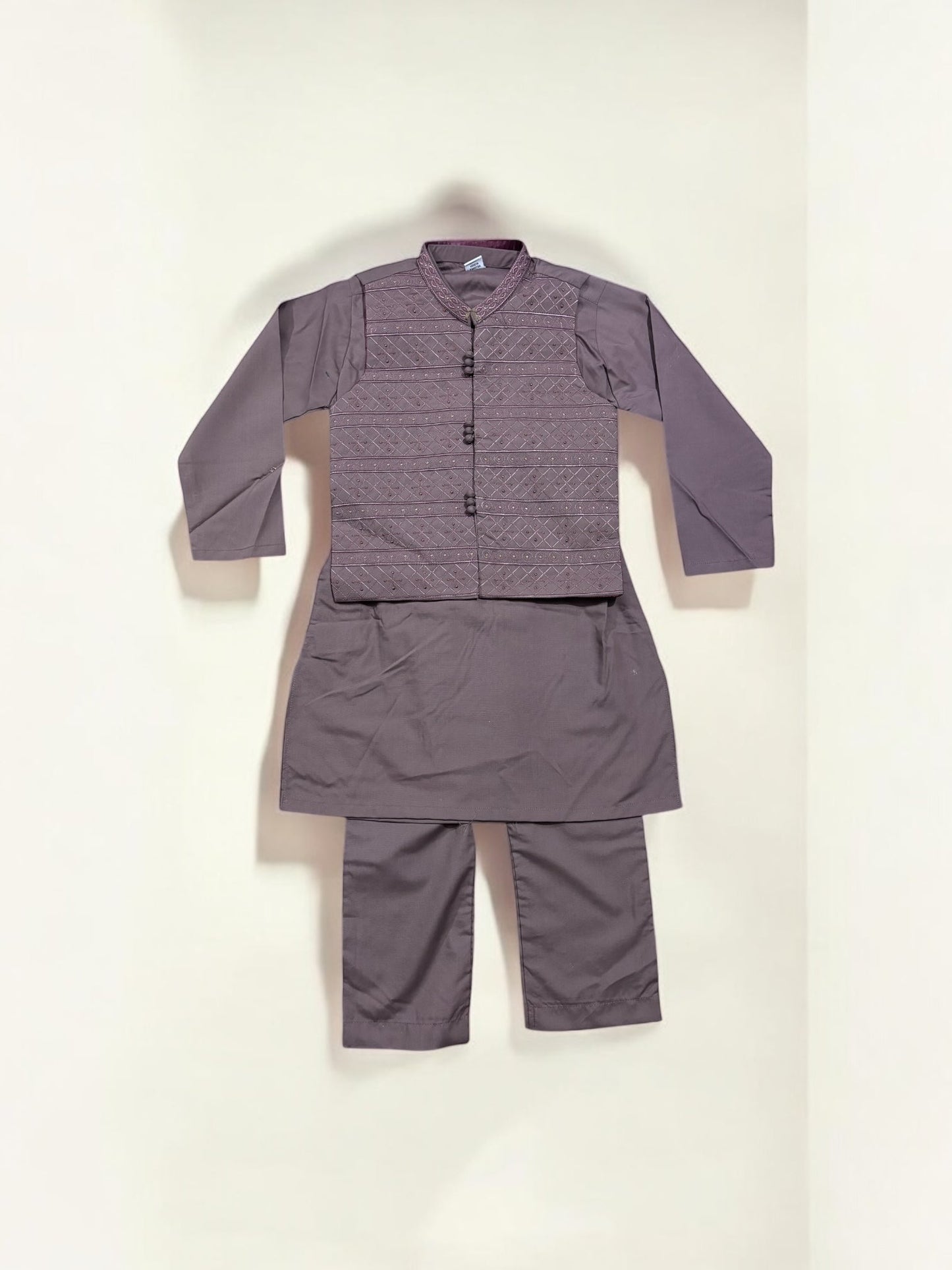 TRADITIONAL SOFT COTTON KURTA, PAJAMA AND COAT SET FOR BOYS - ETHNIC WEAR- 212