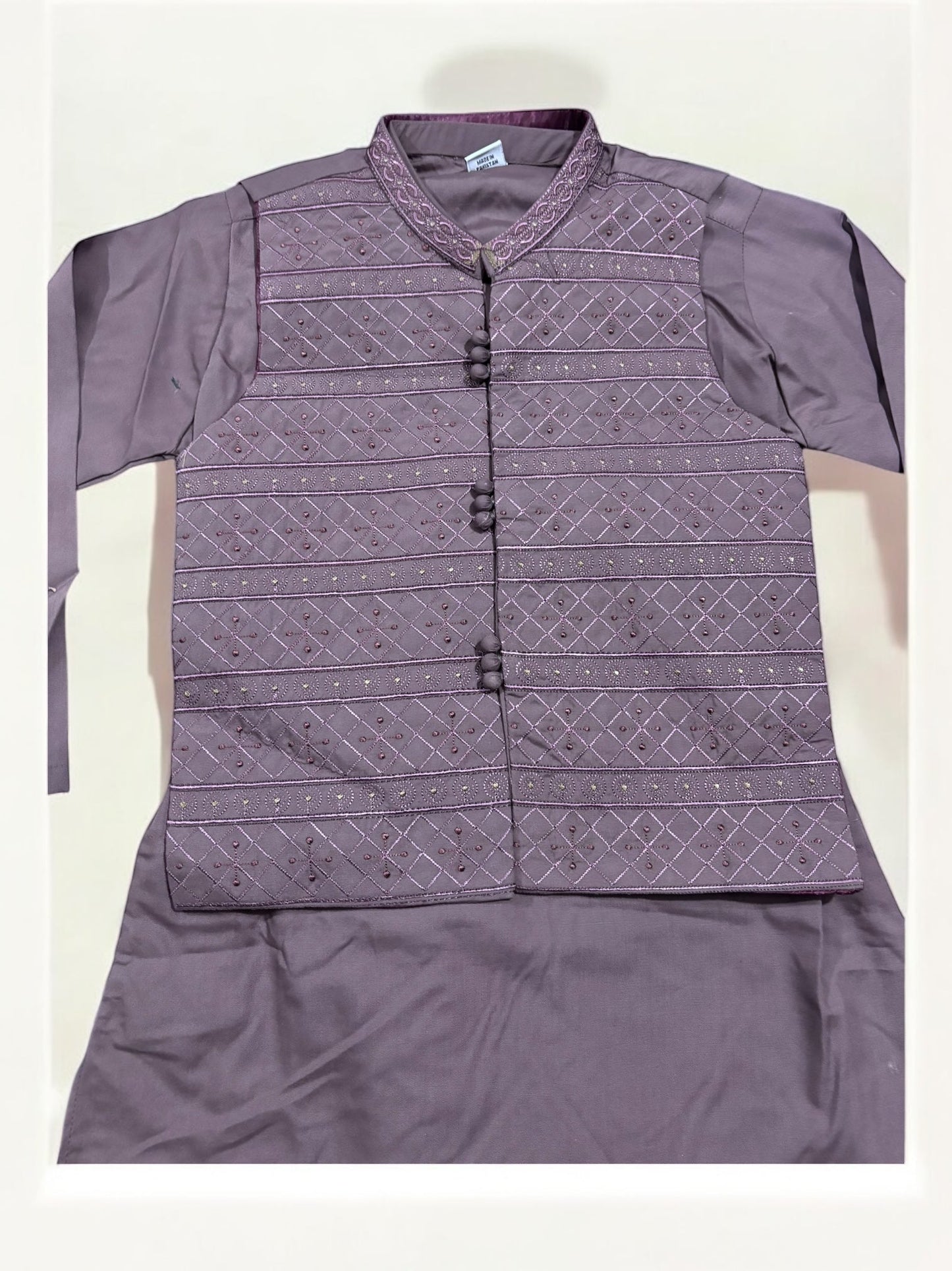 TRADITIONAL SOFT COTTON KURTA, PAJAMA AND COAT SET FOR BOYS - ETHNIC WEAR- 212