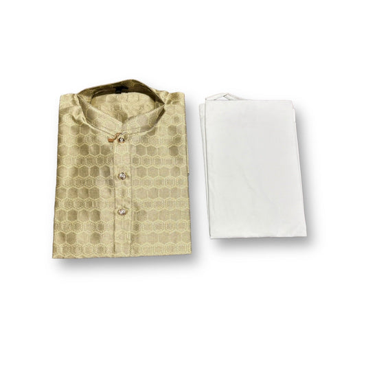 TRADITIONAL BOYS CLOUDY GRAY SILK KURTA PAJAMA - 6375