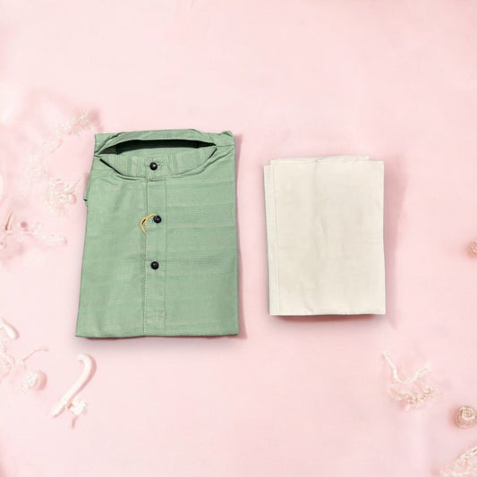 TRADITIONAL BOYS GREEN COTTON KURTA PAJAMA - 1009