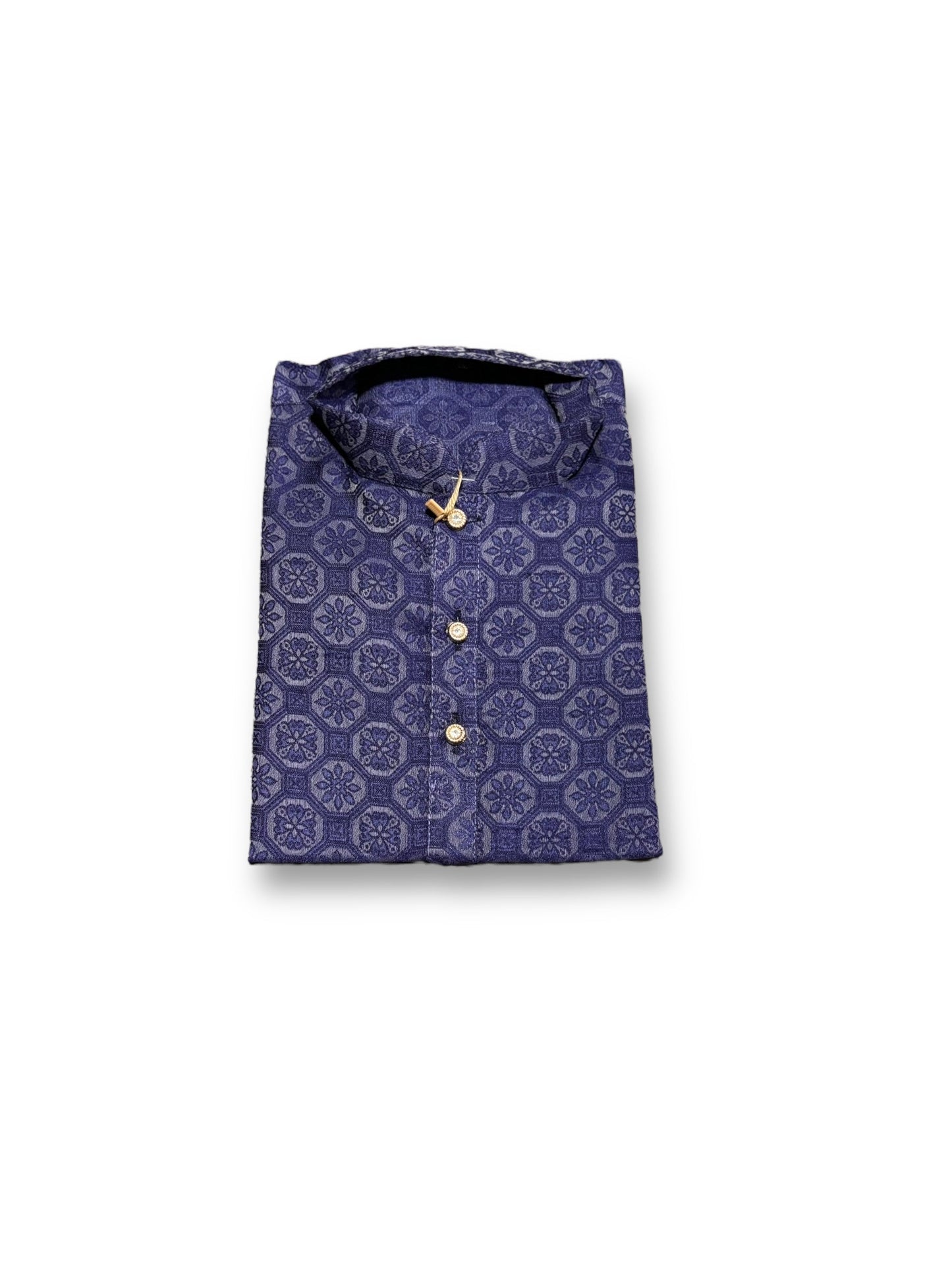TRADITIONAL BOYS NAVY BLUE PRINTED KURTA PAJAMA - 6441