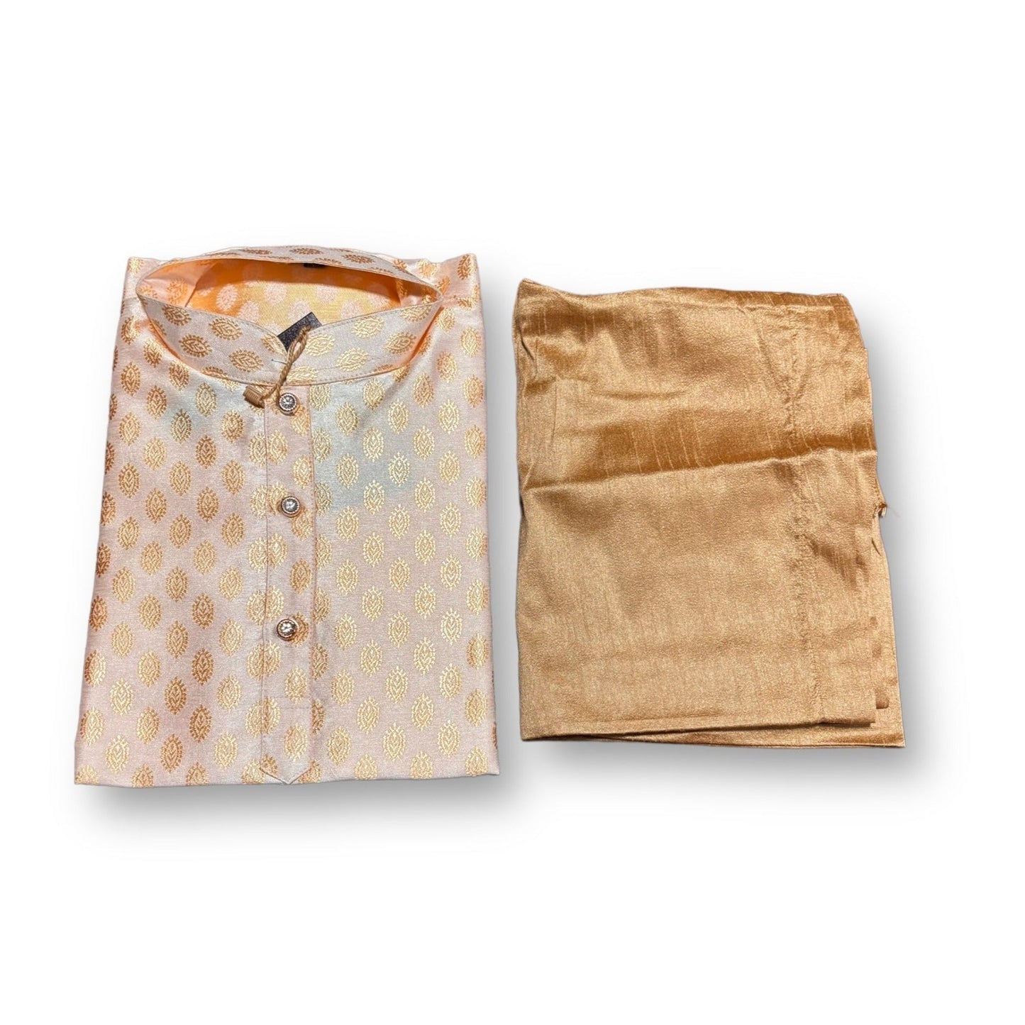 TRADITIONAL BOYS OFF WHITE SILK KURTA PAJAMA - 6326