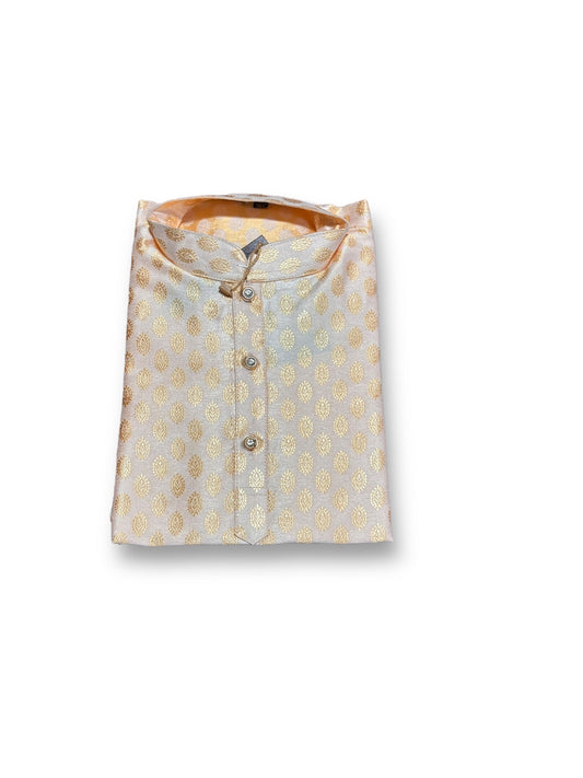 TRADITIONAL BOYS OFF WHITE SILK KURTA PAJAMA - 6326