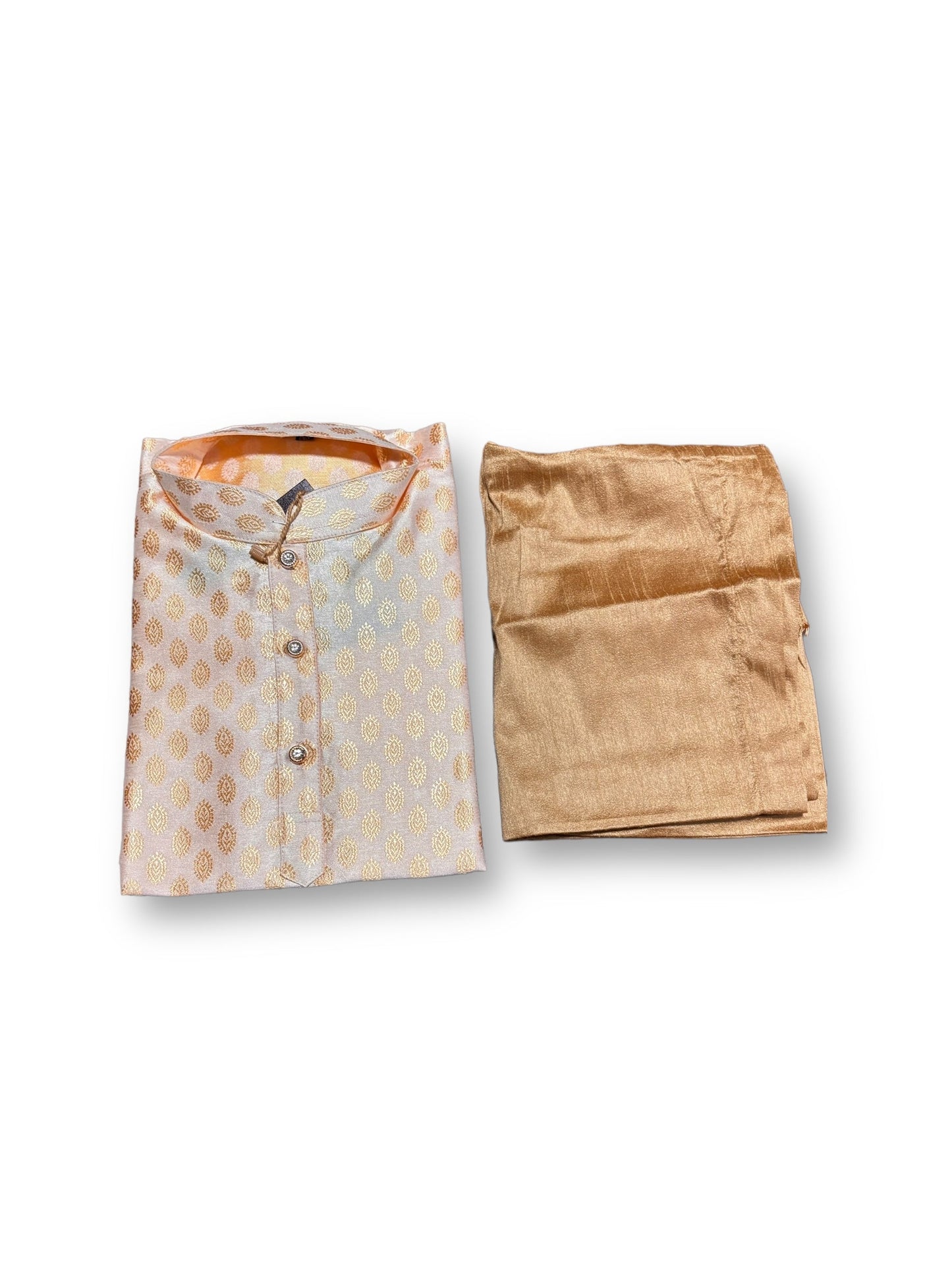TRADITIONAL BOYS OFF WHITE SILK KURTA PAJAMA - 6326
