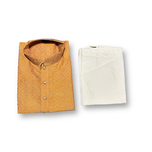 TRADITIONAL BOYS PEACH KURTA PAJAMA SET - 6411