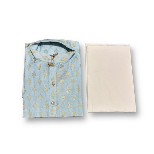 TRADITIONAL BOYS SKY BLUE PRINTED KURTA PAJAMA - 6428