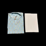 TRADITIONAL BOYS SKY BLUE PRINTED KURTA PAJAMA - 6428