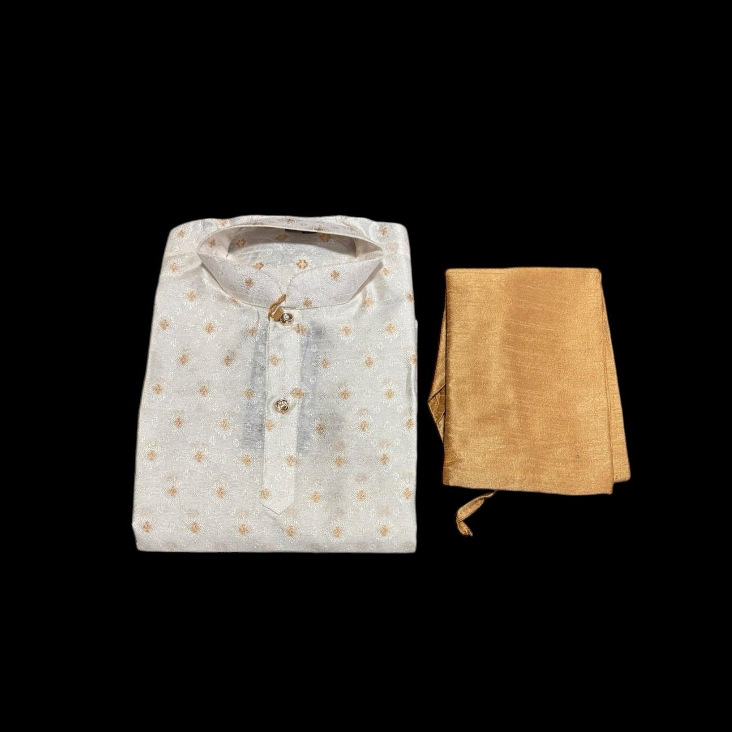 TRADITIONAL BOYS WHITE SILK KURTA PAJAMA - 6395