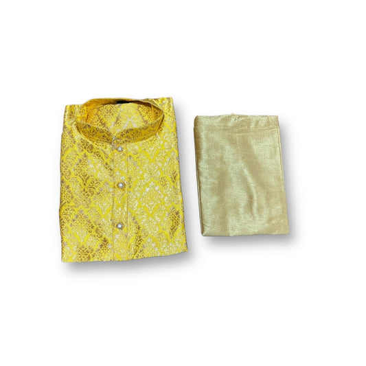 TRADITIONAL- BOYS YELLOW SILK KURTA PAJAMA - 6251