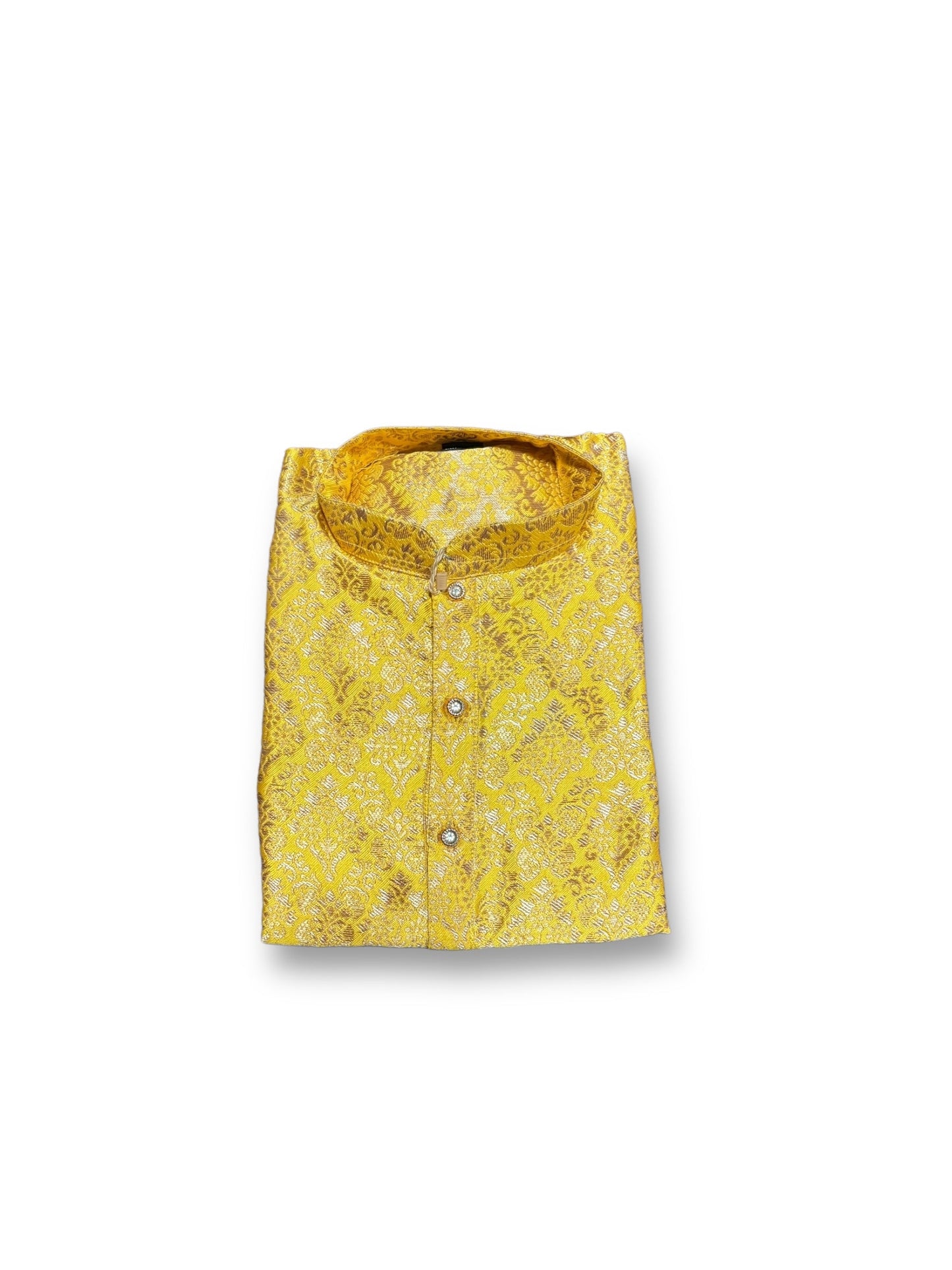TRADITIONAL- BOYS YELLOW SILK KURTA PAJAMA - 6251