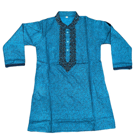 TRADITIONAL BLUE BOYS COTTON KURTA - ETHNIC WEAR 05